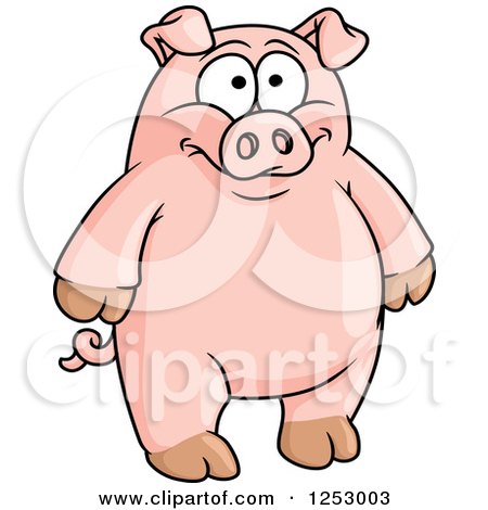 Clipart of a Happy Standing Pig - Royalty Free Vector Illustration by Vector Tradition SM