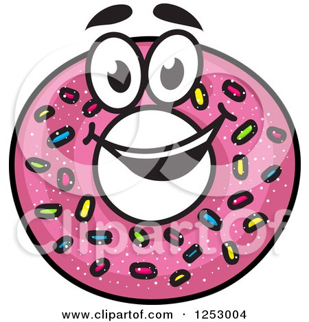 Clipart of a Pink Sprinkle Donut - Royalty Free Vector Illustration by Vector Tradition SM