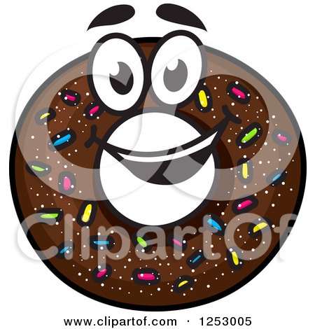 Clipart of a Chocolate Sprinkle Donut - Royalty Free Vector Illustration by Vector Tradition SM