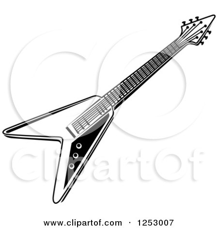 Clipart of a Black and White Electric Guitar - Royalty Free Vector Illustration by Vector Tradition SM