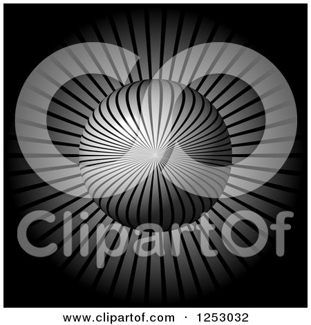 Clipart of a 3d Ray Sphere on Gray - Royalty Free Illustration by oboy