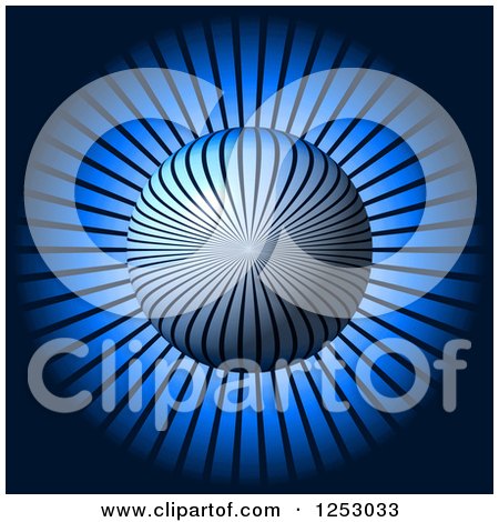 Clipart of a 3d Ray Sphere on Blue - Royalty Free Illustration by oboy