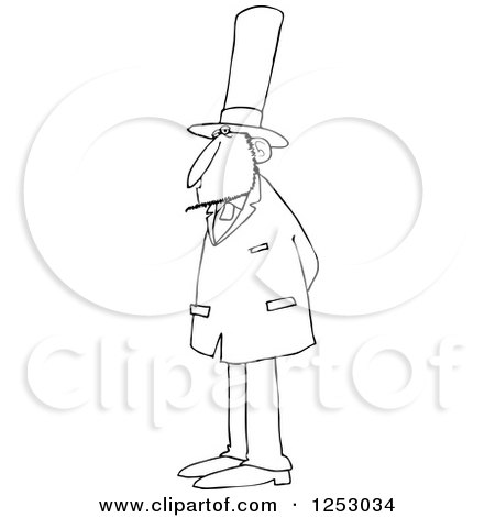 Clipart of Black and White Abraham Lincoln Standing with His Hands Behind His Back - Royalty Free Vector Illustration by djart