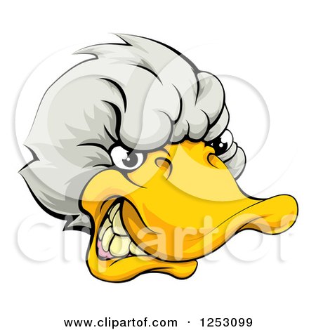 Clipart of a Snarling Duck Mascot Head - Royalty Free Vector Illustration by AtStockIllustration