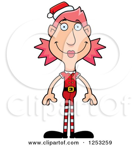 Clipart of a Happy Woman Christmas Elf - Royalty Free Vector Illustration by Cory Thoman