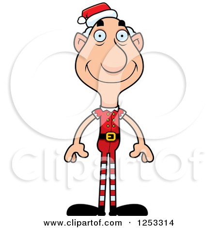 Clipart of a Happy Grandpa Christmas Elf - Royalty Free Vector Illustration by Cory Thoman