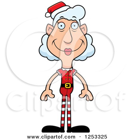 Clipart of a Happy Grandma Christmas Elf - Royalty Free Vector Illustration by Cory Thoman