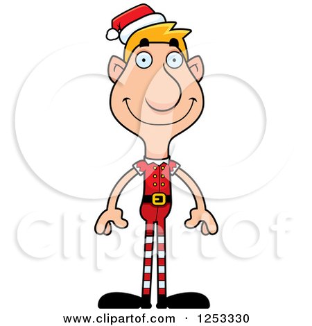 Clipart of a Happy Man Christmas Elf - Royalty Free Vector Illustration by Cory Thoman