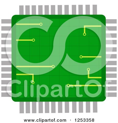Clipart of a Green Microchip - Royalty Free Vector Illustration by Hit Toon