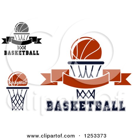 Clipart of Basketballs Banners Hoops and Text - Royalty Free Vector Illustration by Vector Tradition SM