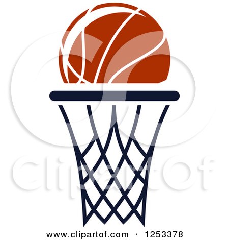Clipart of a Basketball over a Hoop - Royalty Free Vector Illustration by Vector Tradition SM