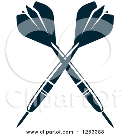 Clipart of Navy Blue Crossed Darts - Royalty Free Vector Illustration by Vector Tradition SM