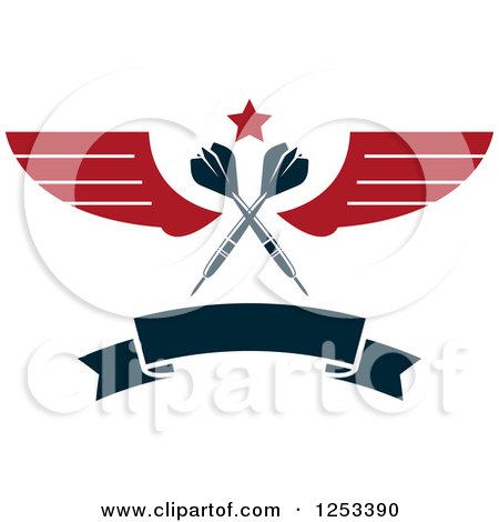 Clipart of Crossed Darts with a Star Wings and Blank Banner - Royalty Free Vector Illustration by Vector Tradition SM