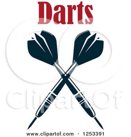Clipart of Black and White Crossed Darts with Text - Royalty Free Vector Illustration by Vector Tradition SM