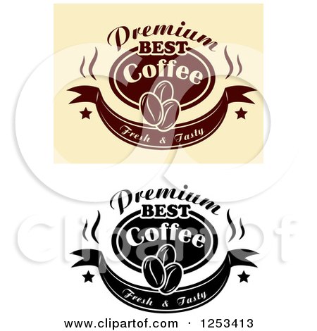 Clipart of Premium Best Coffee Fresh and Tasty Designs - Royalty Free Vector Illustration by Vector Tradition SM