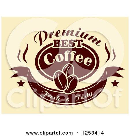 Clipart of a Premium Best Coffee Fresh and Tasty Design - Royalty Free Vector Illustration by Vector Tradition SM