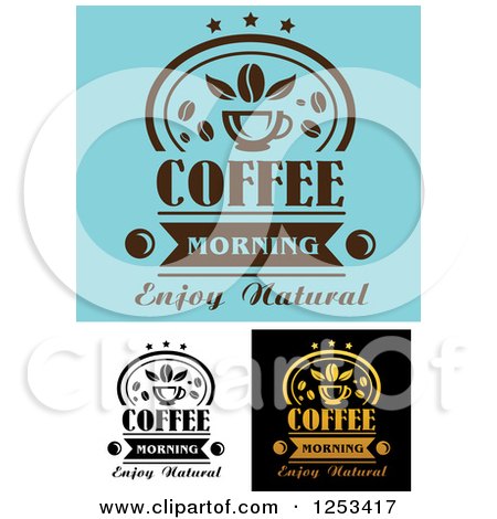 Clipart of Coffee Morning Enjoy Natural Designs - Royalty Free Vector Illustration by Vector Tradition SM
