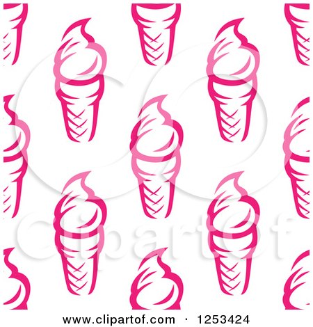 Clipart of a Seamless Background Pattern of Pink Ice Cream Cones - Royalty Free Vector Illustration by Vector Tradition SM