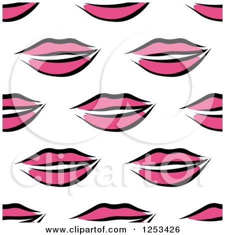 Clipart of a Seamless Background Pattern of Pink Feminine Lips - Royalty Free Vector Illustration by Vector Tradition SM