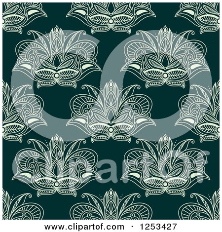 Clipart of a Seamless Background Pattern of Henna Lotus Flowers - Royalty Free Vector Illustration by Vector Tradition SM