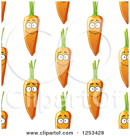 Clipart of a Seamless Background Pattern of Happy Carrots - Royalty Free Vector Illustration by Vector Tradition SM