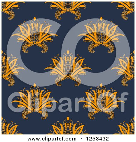 Clipart of a Seamless Background Pattern of Henna Lotus Flowers - Royalty Free Vector Illustration by Vector Tradition SM