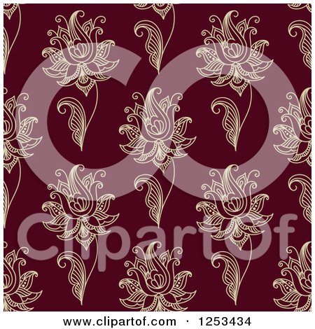 Clipart of a Seamless Background Pattern of Henna Flowers - Royalty Free Vector Illustration by Vector Tradition SM