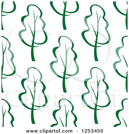 Clipart of a Seamless Background Pattern of Green Leaves or Trees - Royalty Free Vector Illustration by Vector Tradition SM