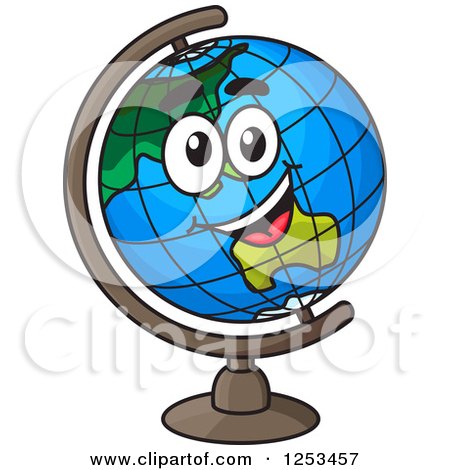 Clipart of a Happy Desk Globe - Royalty Free Vector Illustration by Vector Tradition SM