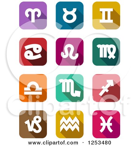 Clipart of Colorful Astrology Star Sign Icons - Royalty Free Vector Illustration by Vector Tradition SM