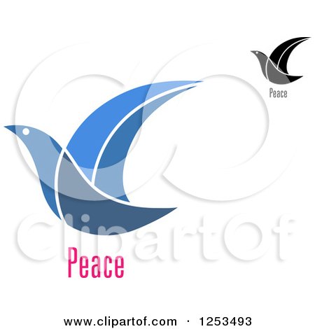 Clipart of Doves with Peace Text - Royalty Free Vector Illustration by Vector Tradition SM