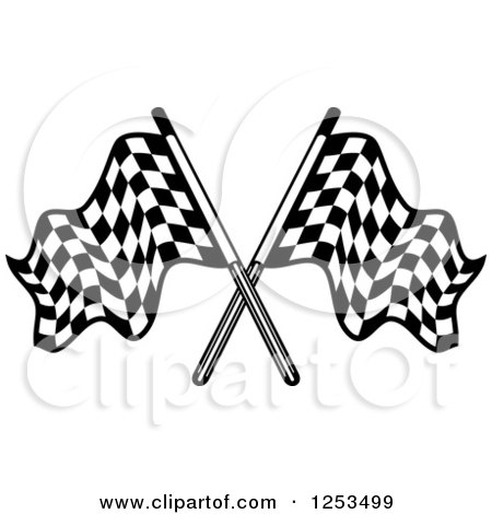 Clipart of Crossed Black and White Checkered Racing Flags - Royalty Free Vector Illustration by Vector Tradition SM