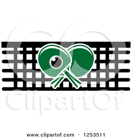 Clipart of a Ping Pong Ball and Crossed Paddles with a Net - Royalty Free Vector Illustration by Vector Tradition SM