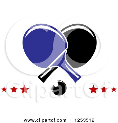 Clipart of a Ping Pong Ball and Crossed Paddles with Stars - Royalty Free Vector Illustration by Vector Tradition SM