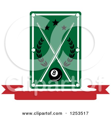 Clipart of a Billiards Table over a Banner - Royalty Free Vector Illustration by Vector Tradition SM