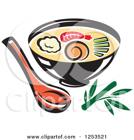 Clipart of a Bowl of Oriental Soup - Royalty Free Vector Illustration by Vector Tradition SM