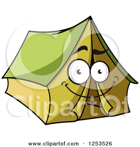 Clipart of a Happy Green Tent - Royalty Free Vector Illustration by Vector Tradition SM