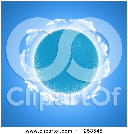 Clipart of a 3d Blue Water Planet with Clouds - Royalty Free Illustration by KJ Pargeter