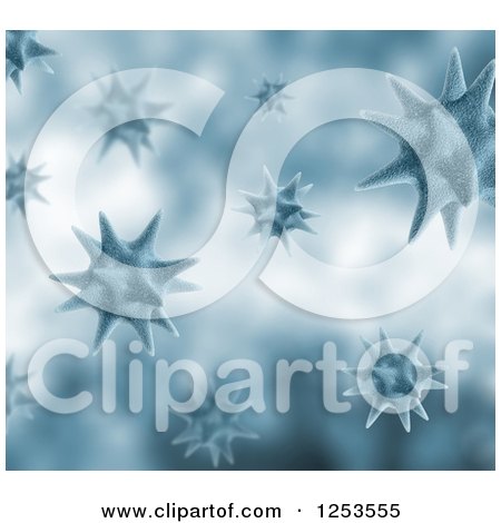 Clipart of a Background of 3d Blue Viruses - Royalty Free Illustration by KJ Pargeter