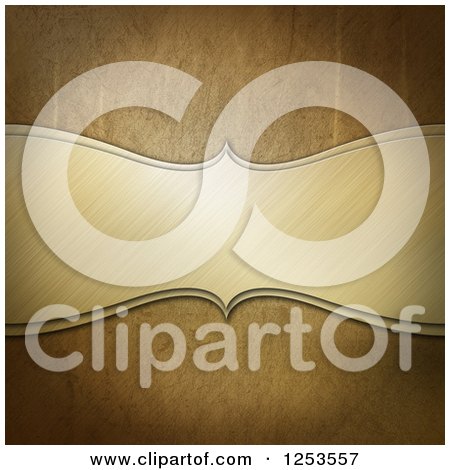 Clipart of a 3d Ornate Brushed Metal Plaque on Gold - Royalty Free Illustration by KJ Pargeter