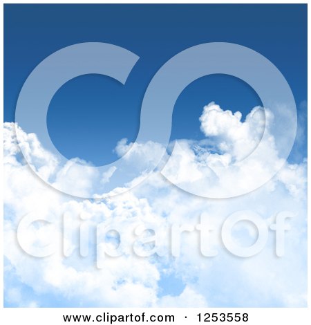 Clipart of a Blue Sky and Puffy Cloud Background - Royalty Free Illustration by KJ Pargeter