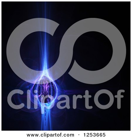 Clipart of a Glowing Blue and Purple Fractal on Black - Royalty Free Illustration by Arena Creative