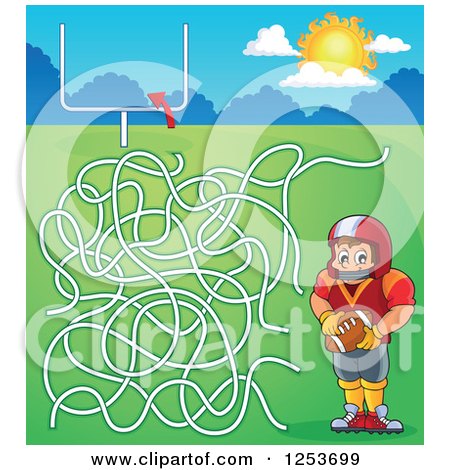 Clipart of a Football Player Boy Maze - Royalty Free Vector Illustration by visekart