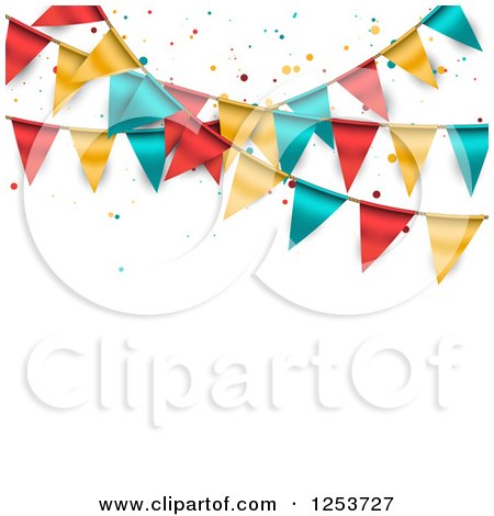 Clipart of a Festive Party Bunting Flag Banner over White with Text Space - Royalty Free Vector Illustration by vectorace
