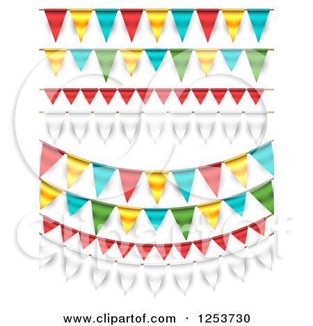 Clipart of Festive Party Bunting Flag Banners over White - Royalty Free Vector Illustration by vectorace