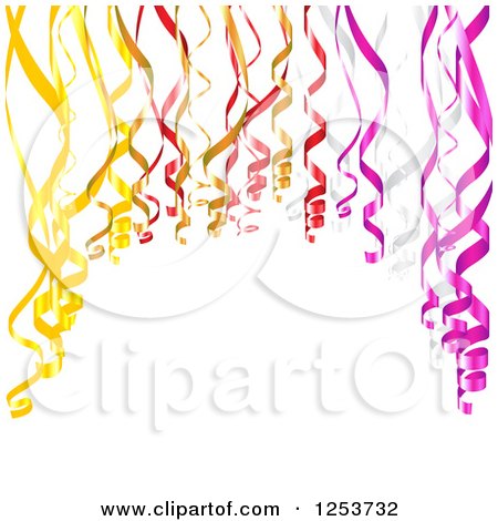Clipart of a Background of Colorfuld Party Ribbons over White - Royalty Free Vector Illustration by vectorace