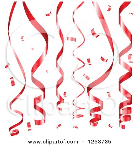 Clipart of a Background of Red Party Ribbons - Royalty Free Vector Illustration by vectorace