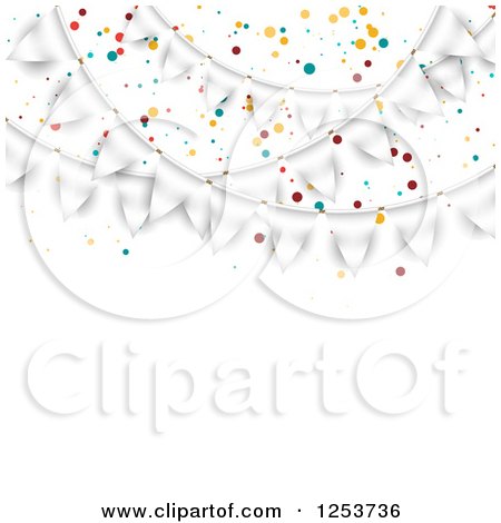 Clipart of a Festive White Party Bunting Flag Banner with Text Space - Royalty Free Vector Illustration by vectorace