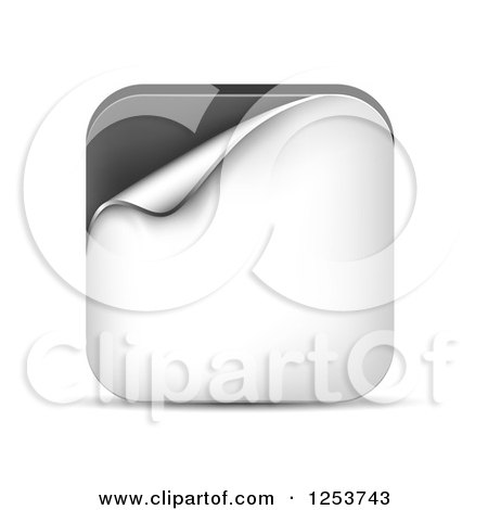Clipart of a 3d Peeling White and Black Square Icon and Shadow - Royalty Free Vector Illustration by vectorace