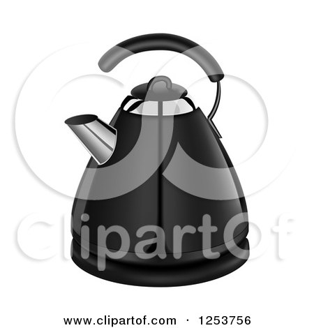 Clipart of a 3d Black Coffee Kettle - Royalty Free Vector Illustration by vectorace